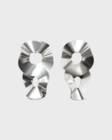 Vetovoima earrings large silver half pair left